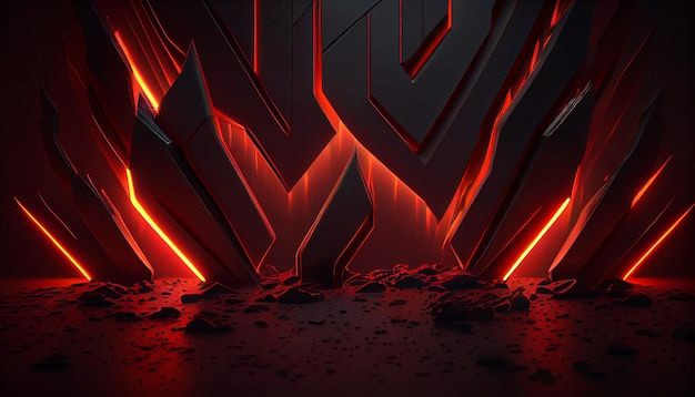 Bold Red Light Wall in Dark