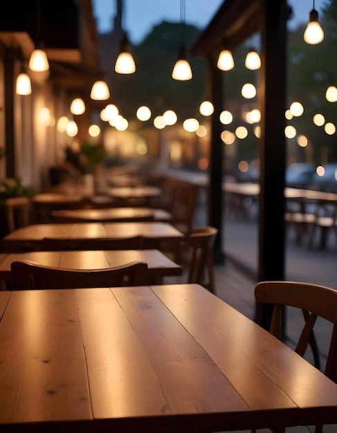 Stunning Wooden Table Against a Bold Bokeh Background Stunning Wooden Table Against a Bold Bokeh Background