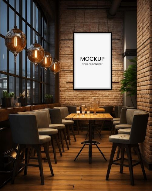 Realistic Bar Wall Art Mockup Realistic Bar Wall Art Mockup