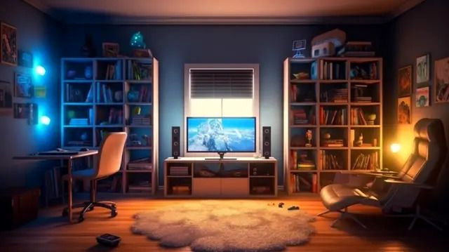 Gamer’s Dream Room: Modern Nighttime Interior Gamer’s Dream Room: Modern Nighttime Interior