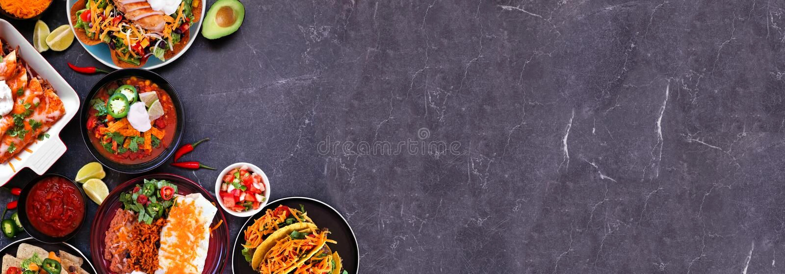Mexican Food on Dark Stone Background Mexican Food on Dark Stone Background