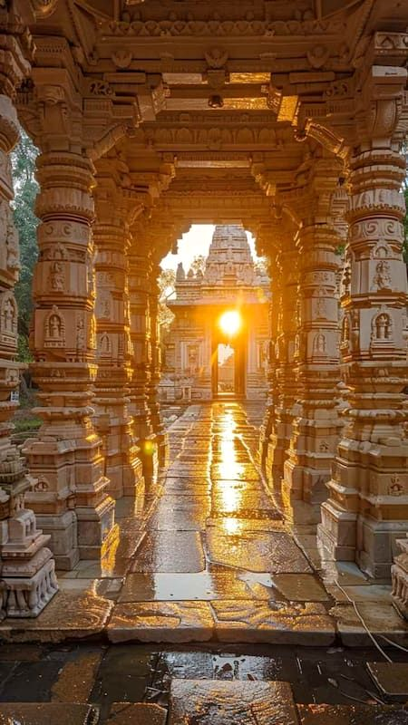 Ancient Temple Archway: Gateway to Sacred Light Ancient Temple Archway: Gateway to Sacred Light