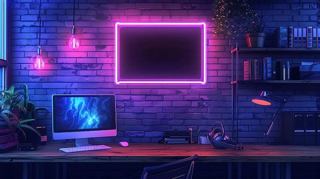 Brighten Up Your Space: Neon-Lit Modern Rooms Inspired by AI Art