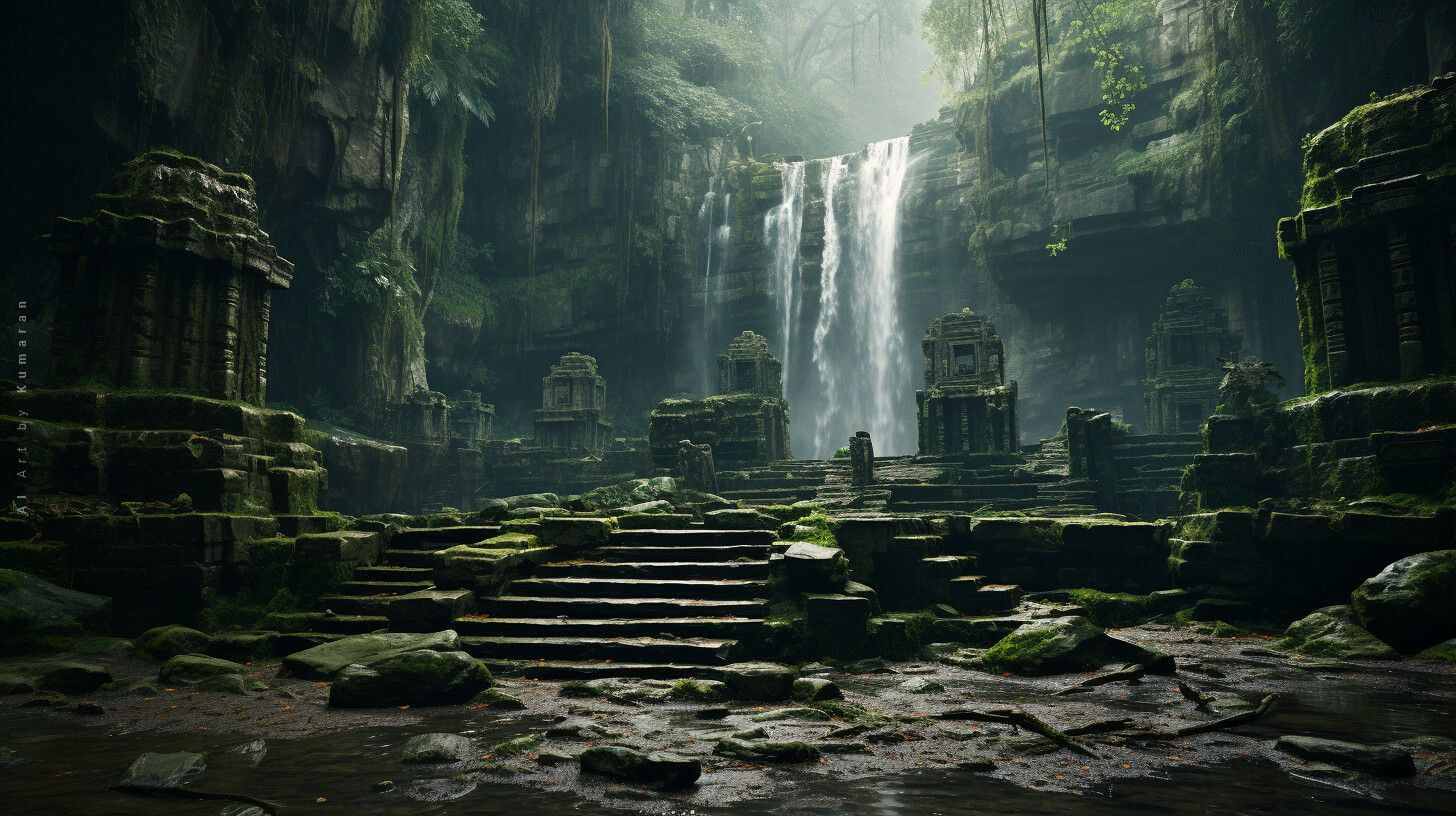 Majestic Waterfall Temple Majestic Waterfall Temple