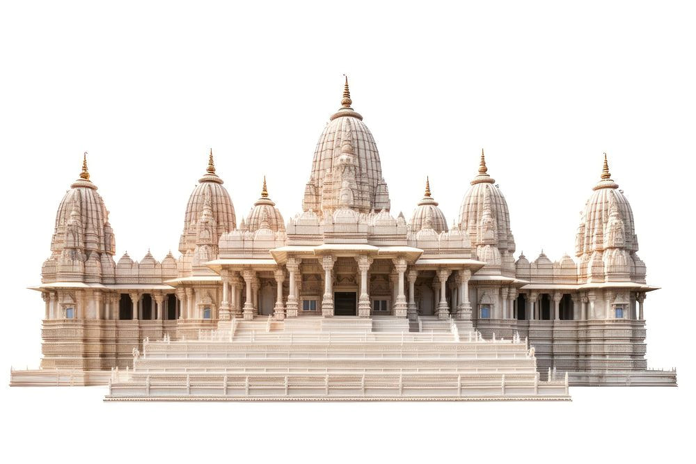Stunning Jain Temple on White Background Stunning Jain Temple on White Background