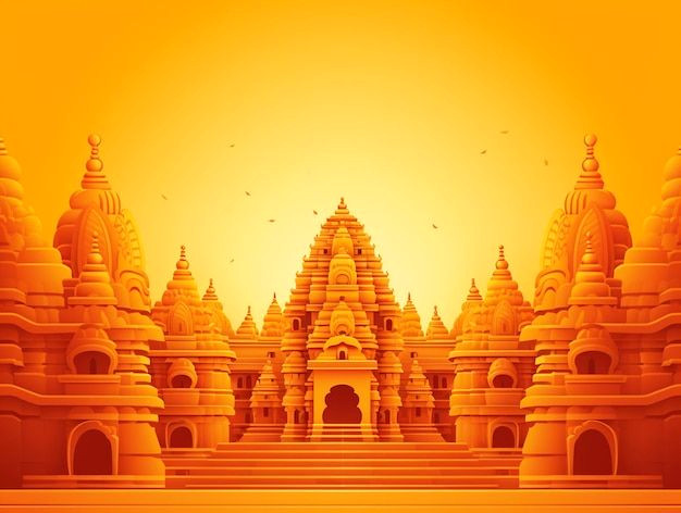 Vibrant Orange Temple Illustration Vibrant Orange Temple Illustration