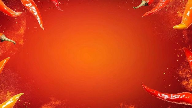 Spicy Chili Collection Against a Vibrant Red Backdrop Spicy Chili Collection Against a Vibrant Red Backdrop