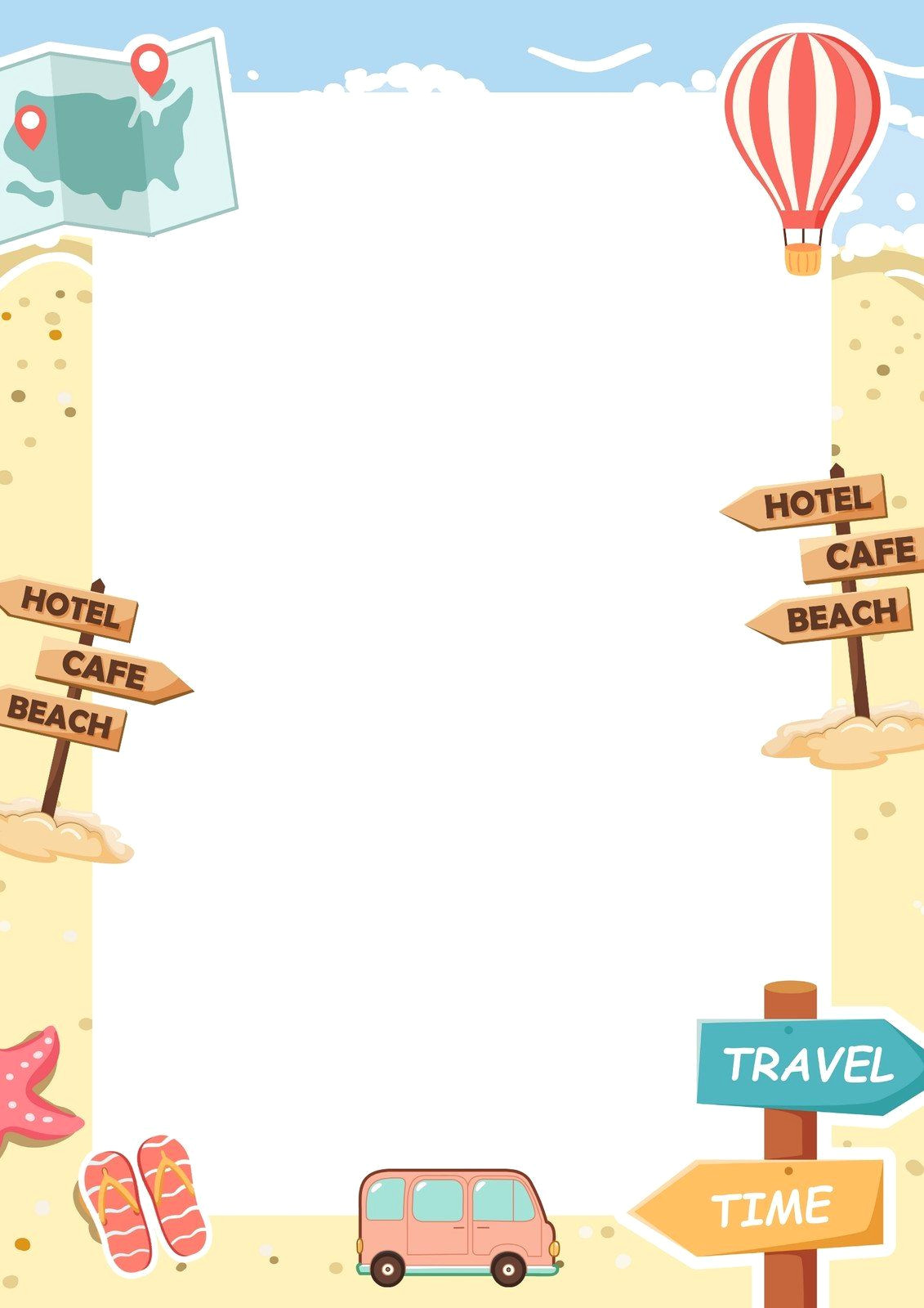 Travel in Style: Cute A4 Border Templates Travel in Style: Cute A4 Border Templates