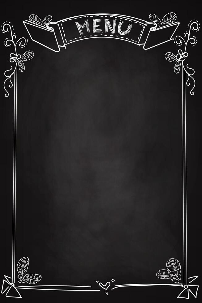 Blackboard Menu Template with Chalk Border Texture Free