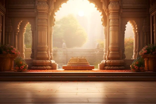 Ethereal Hindu Temple Background