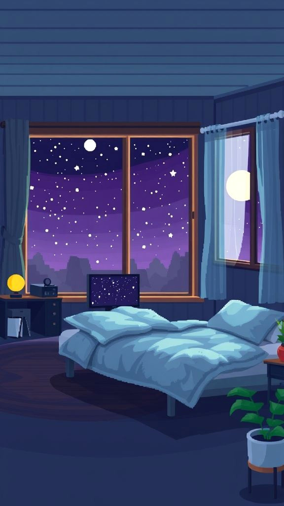 Cozy 8-Bit Bedroom Oasis at Night Cozy 8-Bit Bedroom Oasis at Night