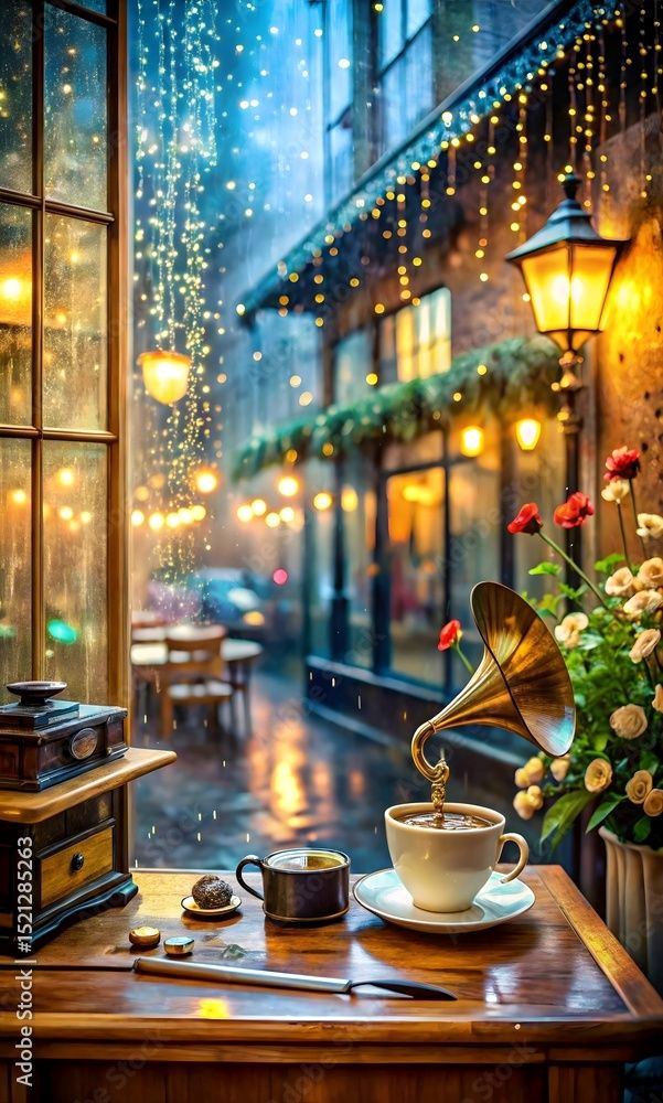 Nighttime Charm of a Cozy Street Cafe Nighttime Charm of a Cozy Street Cafe