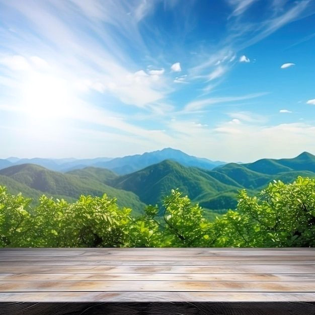Serenity Found: Mountain Landscape Meets Warm Wood Accents Serenity Found: Mountain Landscape Meets Warm Wood Accents