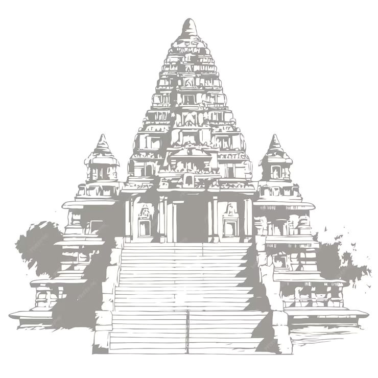 Majestic Temple Vector Isolated on White Majestic Temple Vector Isolated on White