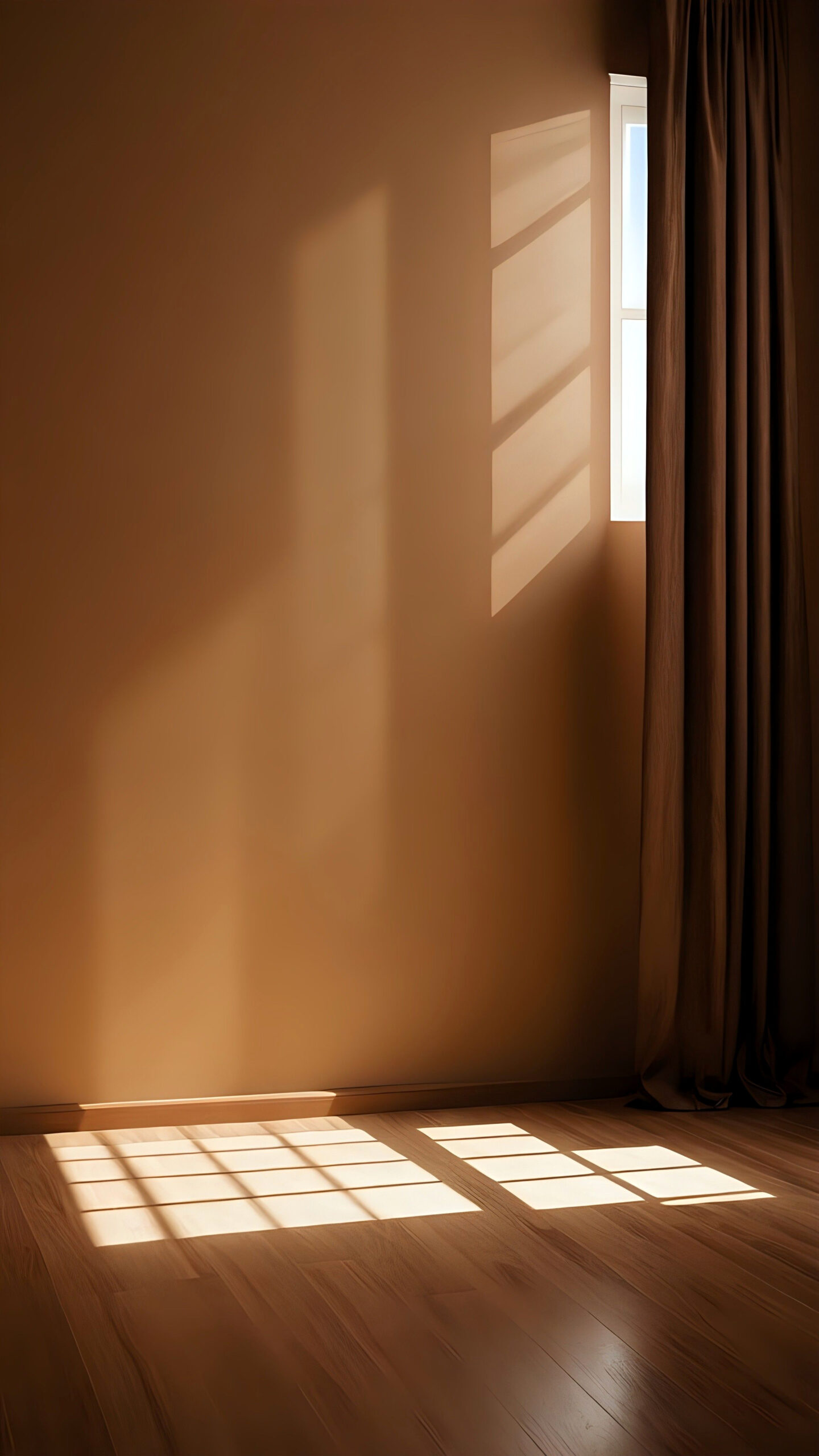 Warm Natural Light Through a Window on a Brown Wall Warm Natural Light Through a Window on a Brown Wall