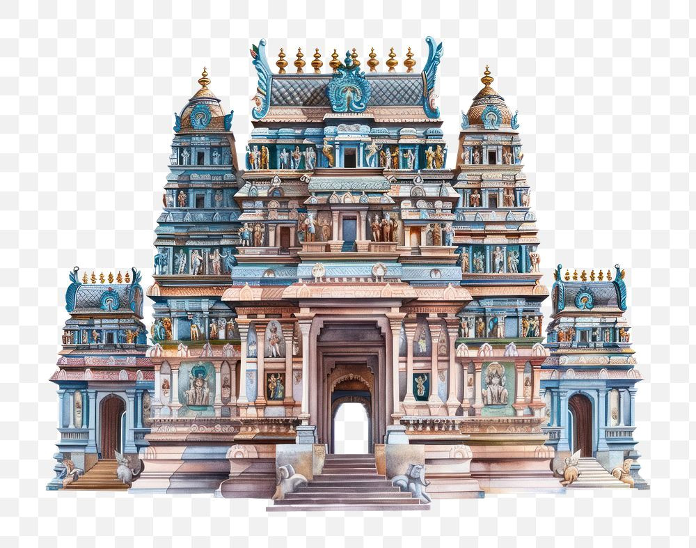 Traditional Hindu Temple Architecture Illustrations