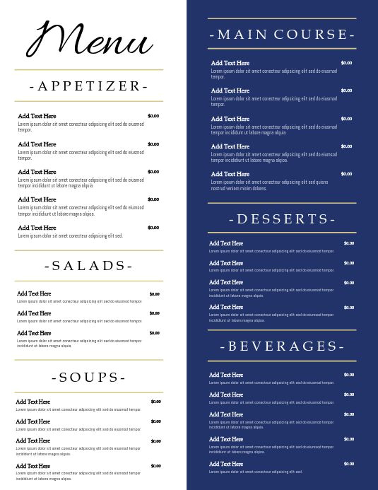 Delicious Restaurant Menu Delicious Restaurant Menu
