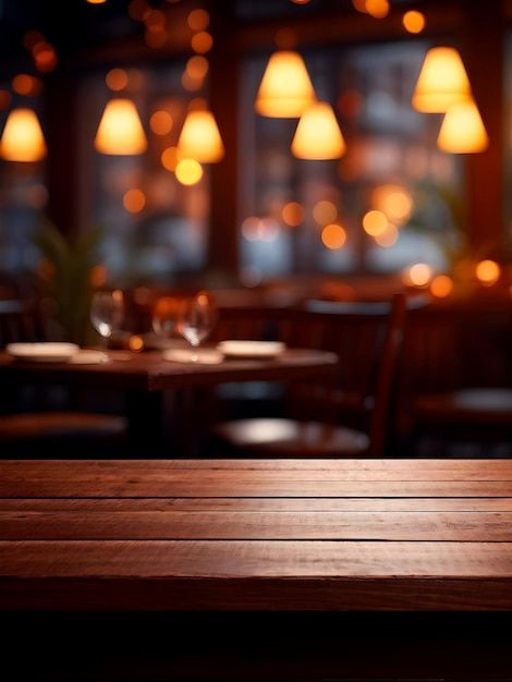 Moody Living Room with Empty Wooden Table