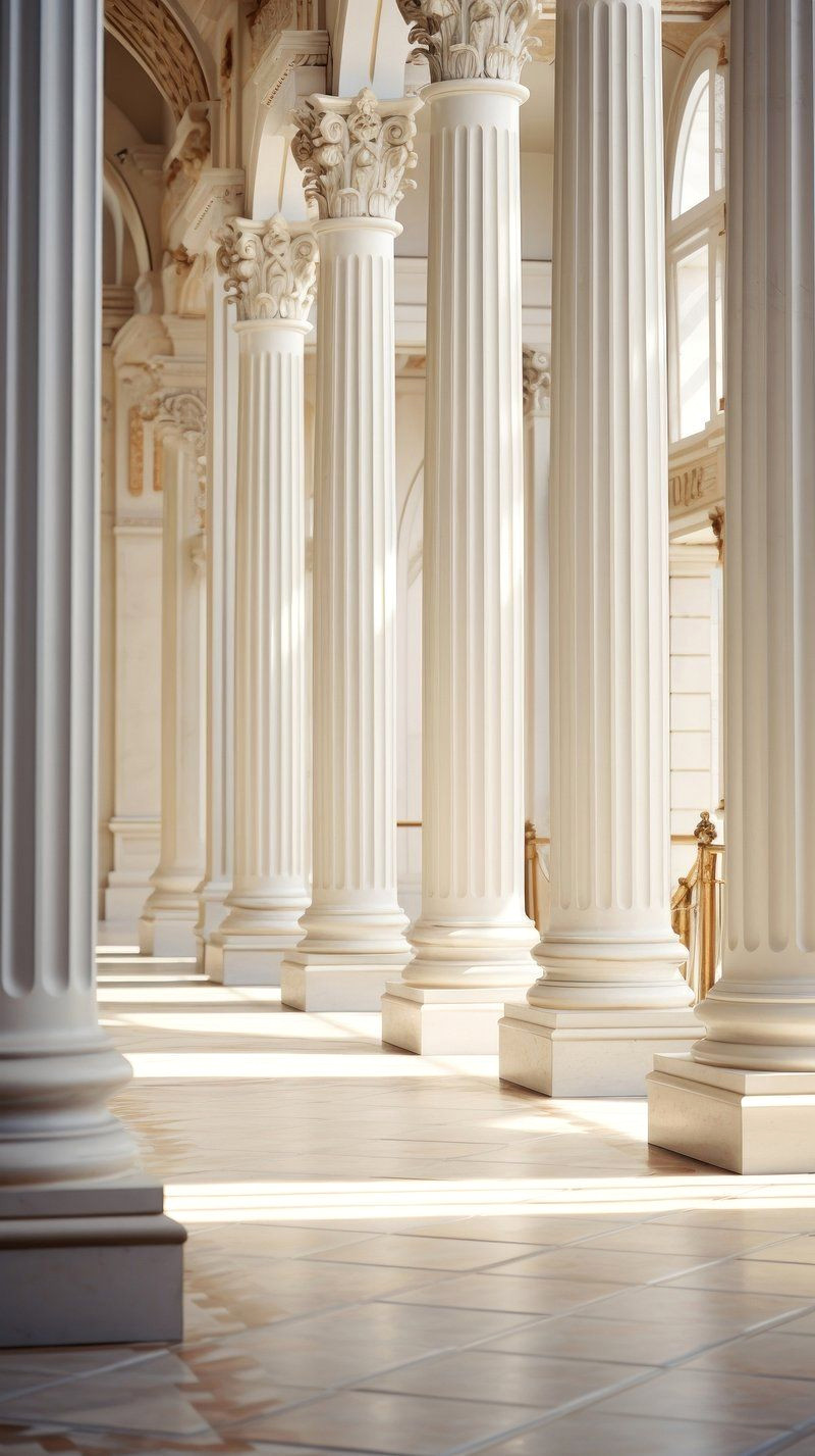 Majestic White Columns on Marble Floor Architecture Majestic White Columns on Marble Floor Architecture