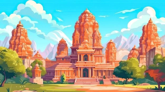 Breathtaking Hindu Temple Illustrations Created with Generative AI