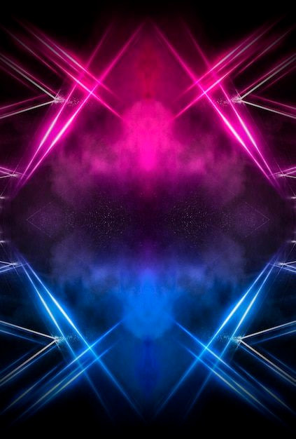 Neón en la Oscuridad: Rayos de Luz Azul sobre Agua Neón en la Oscuridad: Rayos de Luz Azul sobre Agua