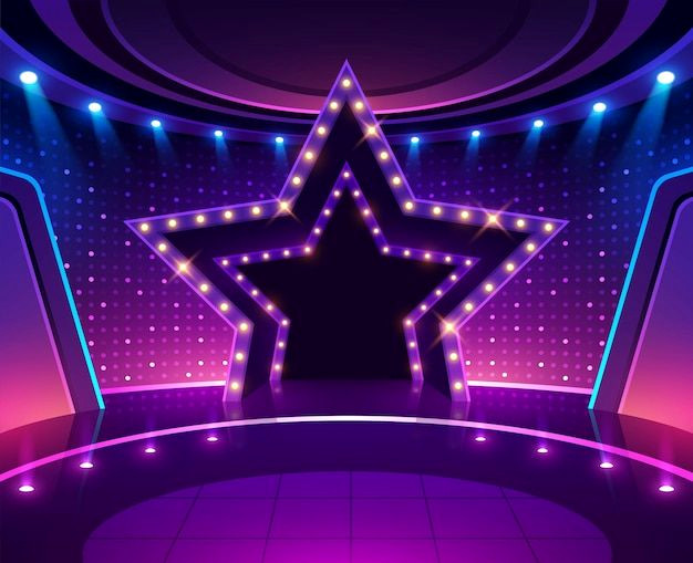 Brillante Escenario de Música con Efectos de Iluminación Brillante Escenario de Música con Efectos de Iluminación