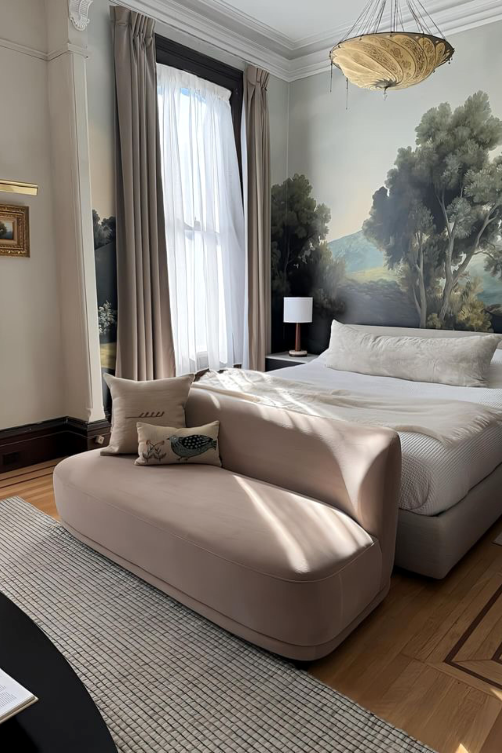 Minimalist Bedroom Oasis: Warm Landscape Wallpaper Minimalist Bedroom Oasis: Warm Landscape Wallpaper