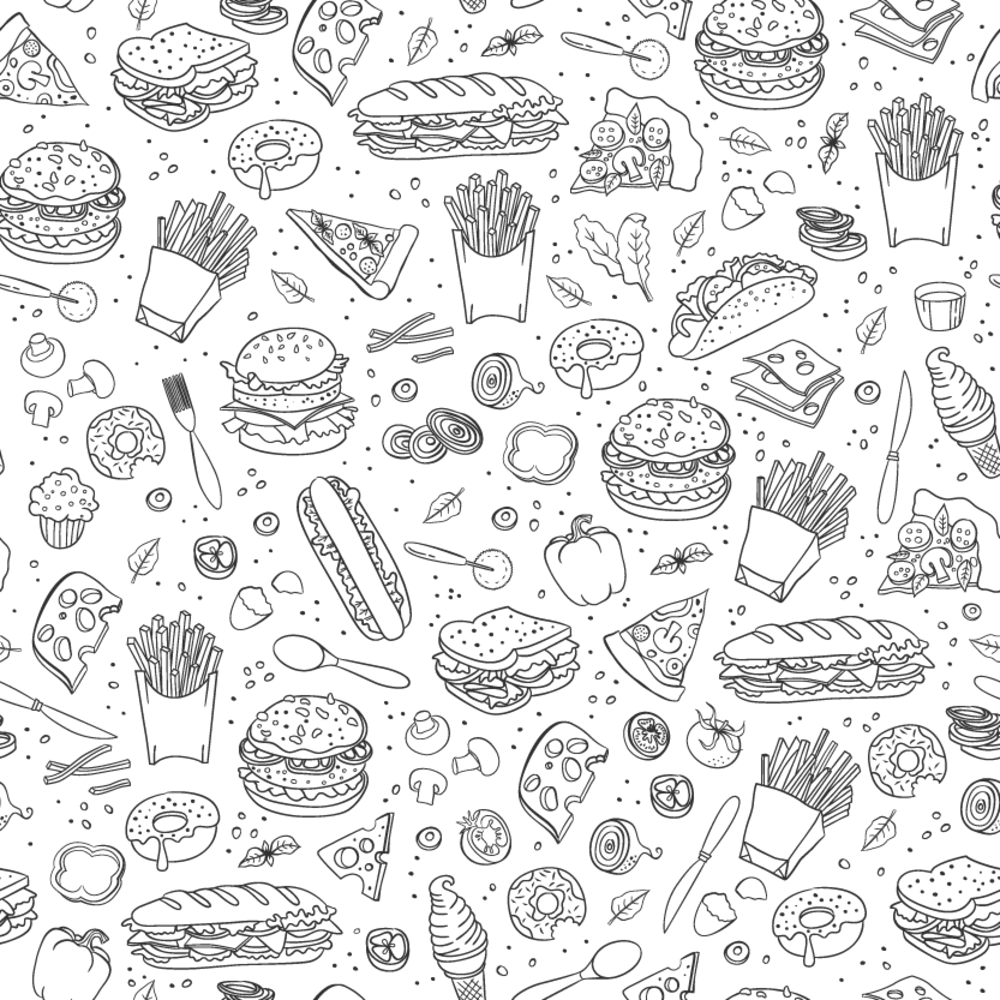 Seamless Fast Food Vector Patterns Seamless Fast Food Vector Patterns