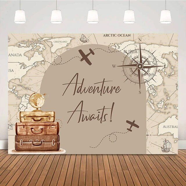 Little Explorer World Map Backdrop for Kids Adventure Photography Little Explorer World Map Backdrop for Kids Adventure Photography