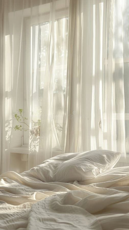 Wake Up to Sunshine: Serene Bedroom with Sheer Curtains Wake Up to Sunshine: Serene Bedroom with Sheer Curtains
