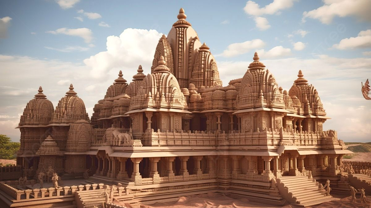 Majestic Indian Temple in a Serene Valley Majestic Indian Temple in a Serene Valley