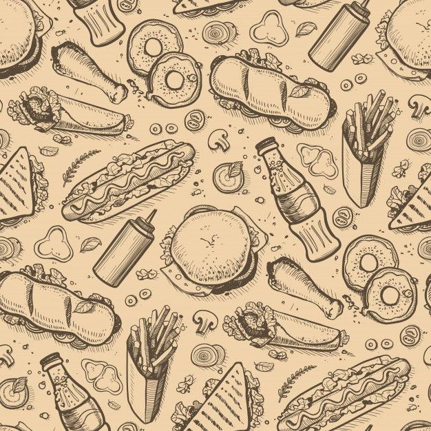 Dibujos a Mano de Comida Rápida Vintage